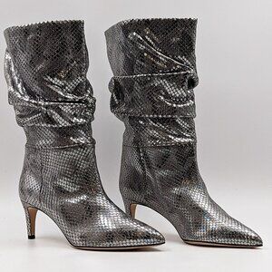 Paris Texas Slouchy Metallic Python Pointy Toe Boots 60mm sz 6.5US 37EUR